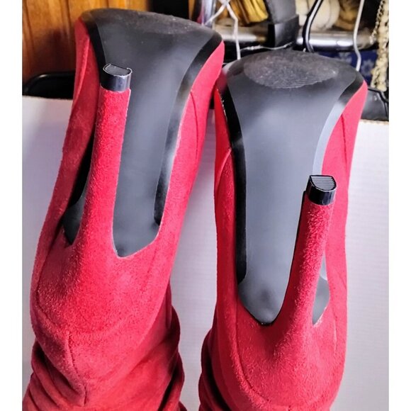 Nadine WC Womens Over-The-Knee Red Stiletto Heeled Boots Size 8.5 WC Textile Upp - Picture 4 of 8